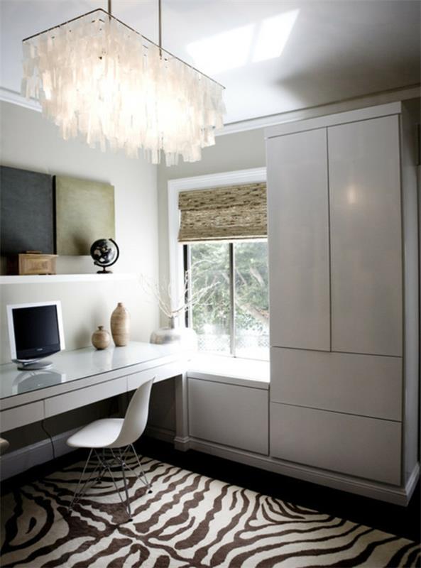 modern-masa-zebra-halı-minimalist-iç-ve-dikkate değer-tavan-lambası