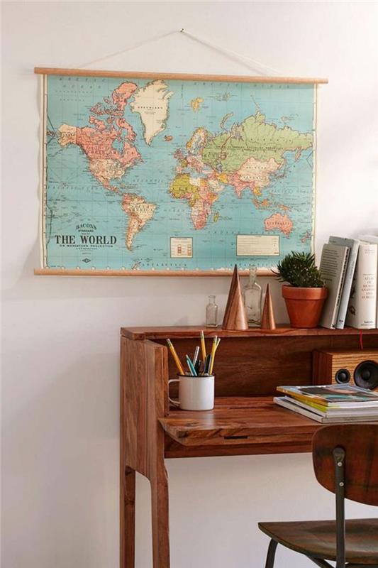 vintage-desk-map-of-the-world-wall-vintage-teen-bedroom