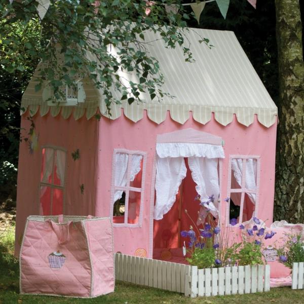 çocuk için bahçe kulübesi tasarımı-neşeli-pembe-katlanabilir-oyun evi