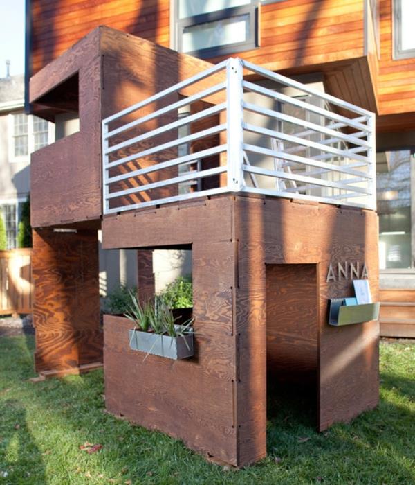 çocuklar için modern tasarımlı bahçe kulübesi
