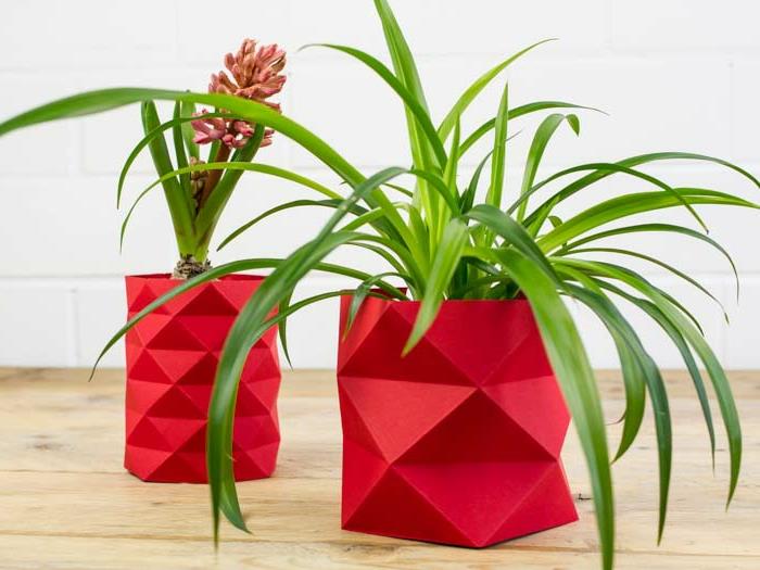 origami-rdeča-cvetlični lonec-cvetlični lonec