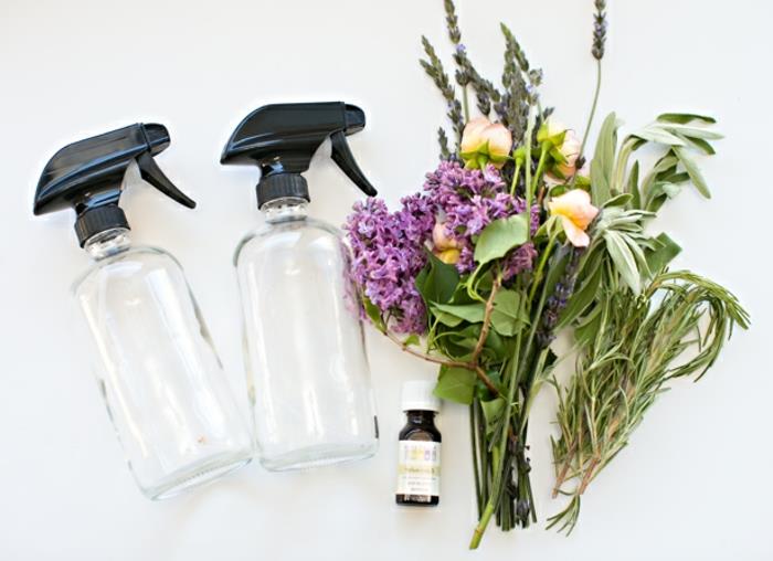 darilo za materinski dan, ideja, kako narediti naravni parfum, sveža zelišča in cvetje, eterična olja, pršilo, potrebni materiali