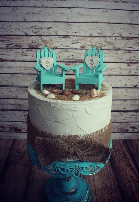 iki plaj sandalyeli sevgiliye hediye pastası