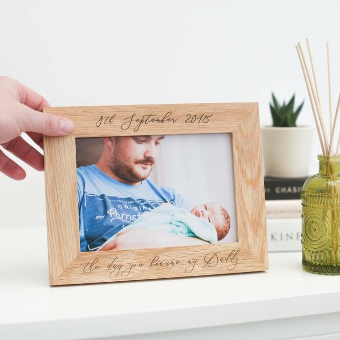 Okvir za fotografije z znakom za očeta, osebno darilo za očetov dan, ustvarjalna ideja za darilo za očetov dan, ki jo je naredil otrok