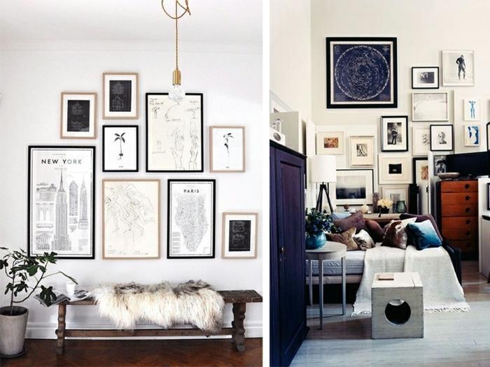 orijinal fotoğraf çerçevesi, yeşil bitki, gri seramik saksı, ip, ahşap parke