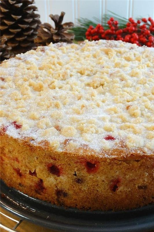 brusnična torta s kandirano pomarančo