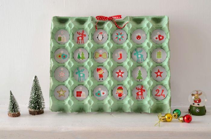 Kartonda anaokulunda yapılacak varış takvimi geri dönüşüm fikri gorumandises mini Noel oyuncakları ile karton kutu yumurta