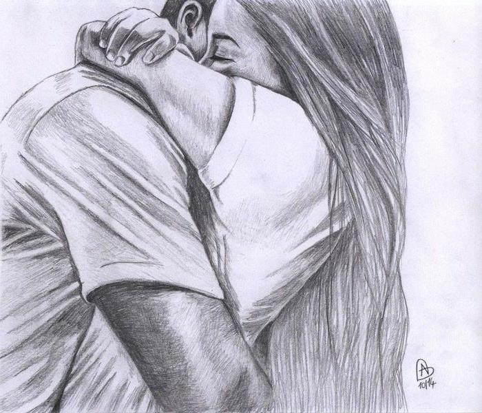 erkek ve kadın çift siyah beyaz grafik stili çiziyor, iki sevgili arasında sarılmanın sevimli görüntüsü