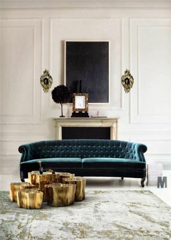 koyu mavi püsküllü kanepe-nasıl seçilir-oturma odası-mobilya