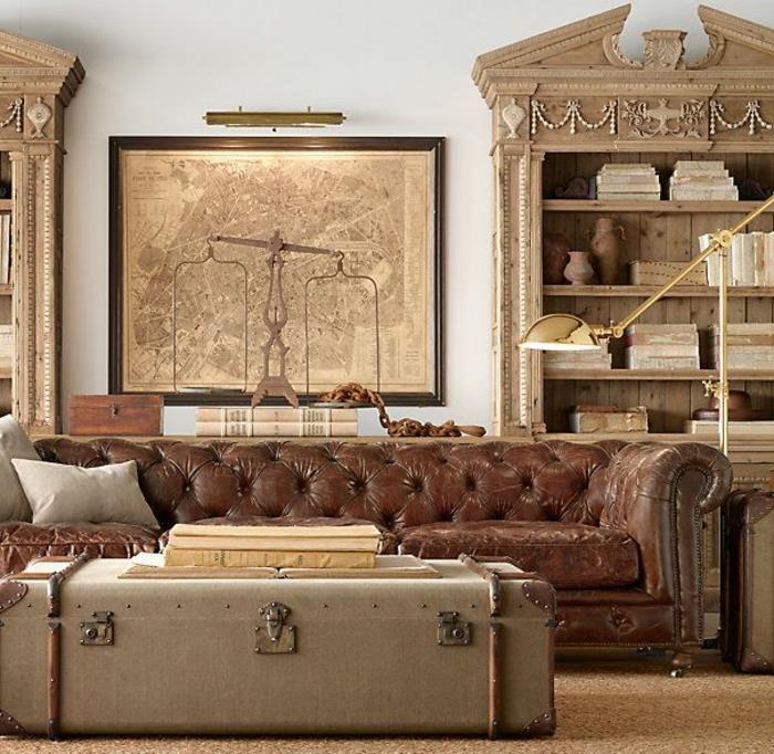 kulüp-kanepe-vintage-oturma odası-retro-mobilya-ve-yaşlı-deri-kulüp-koltuğu