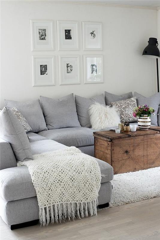 gri-melanj-kanepe-gri-köşe-kanepe-beyaz-halı-modern-oturma odası-ahşap-masa