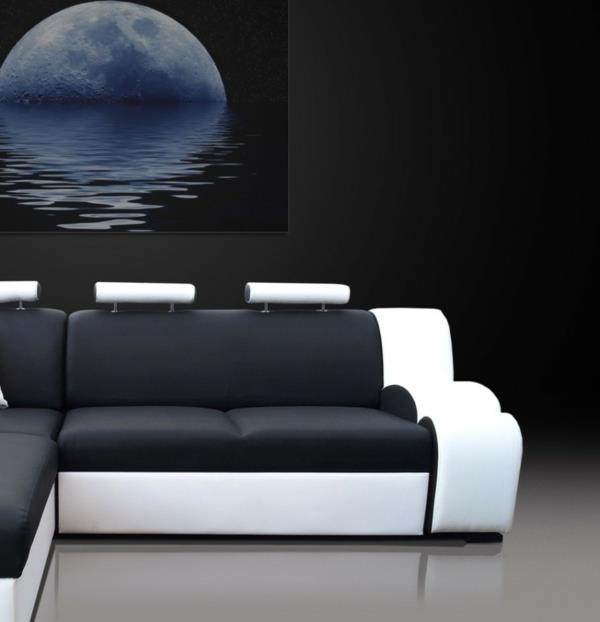 Gražios „Kingston“ sofos lovos kampinio stiliaus juodos baltos spalvos