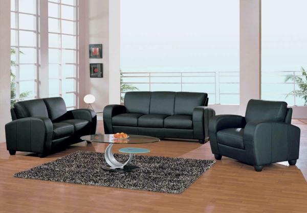 kanepe-natuzzi-modern-iç-siyah-kanepeler-gri-halı
