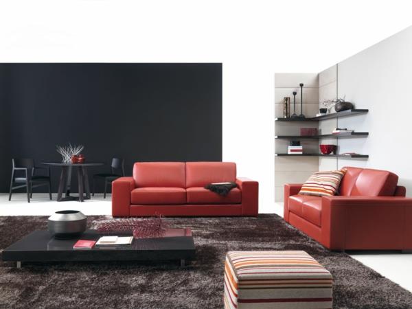 natuzzi-raudona-sofa-juoda-kavos staliukas