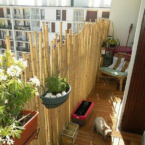 bambuko kanizės vaizdas į balkoną