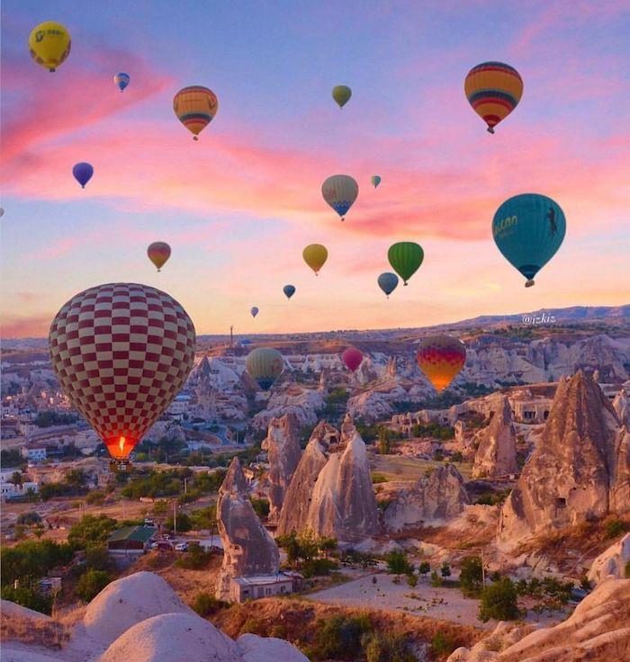 Turkija, spalvingi Kapadokijos balionai, gražiausios pasaulio šalys, nuostabi gamtos fotografija