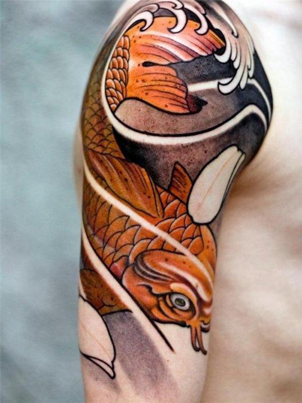koi karpis reiškia vyro rankovės tatuiruotę žuvį japonų tatuiruotę