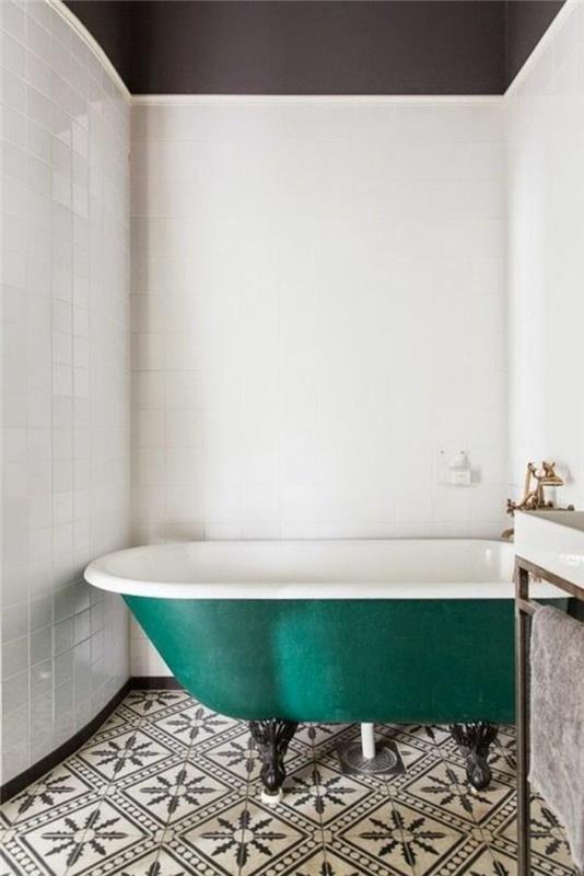 fayans-eski-banyo-yeşil-döşeme-vintage-zemin