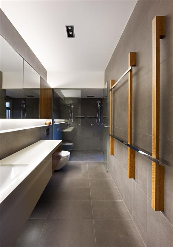 gri kiremit dikdörtgen ayna led aydınlatma duvar niş İtalyan banyo depolama küçük alan