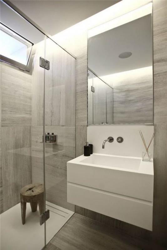 plytelės-medžio imitacija-didelis stačiakampis veidrodis ir kabina-dušas