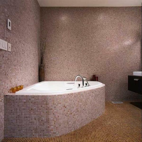 klasikinio dizaino rožinės mozaikos plytelės vonios kambariams