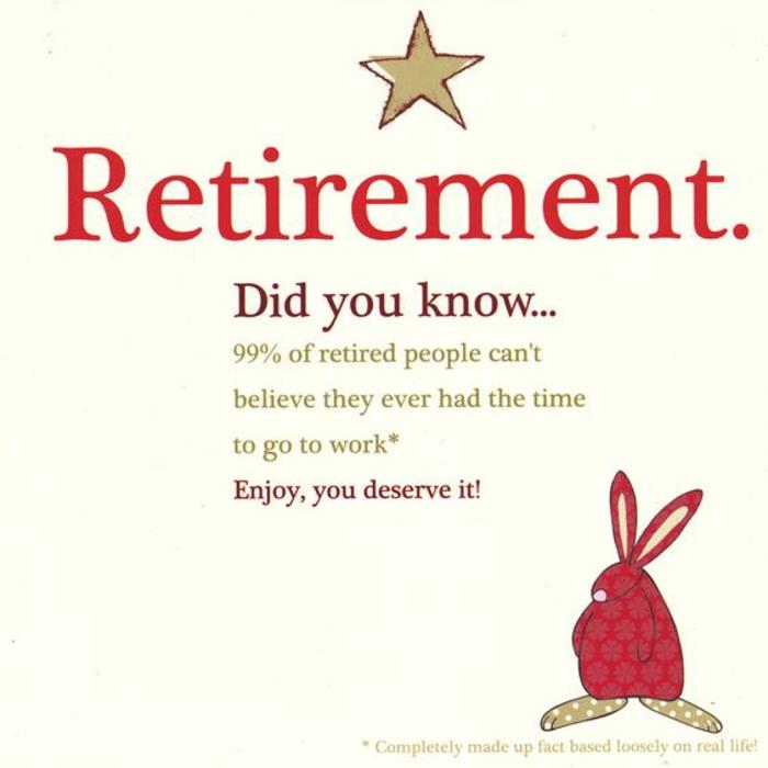 kvietimas į pensiją, išėjimo į pensiją kortelė, maksimaliai išnaudokite savo laiką, zuikis raudonai su taškeliais ant jūsų, žaisminga atmosfera, jūs to nusipelnėte mėgautis savo pensija