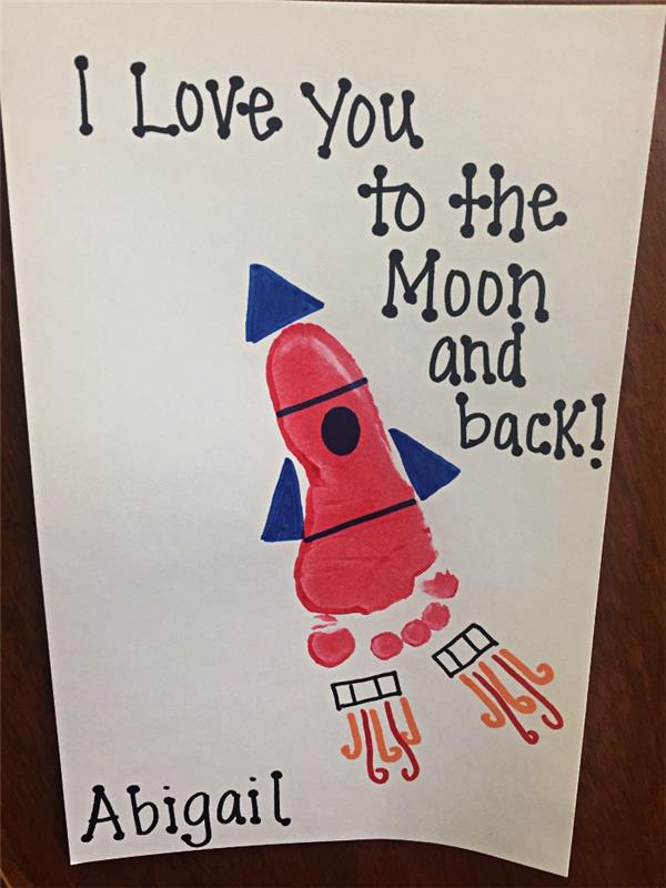 ayak izi roket tasarımlı babalar günü kartı, ayak izi tasarımlı anaokulu babalar günü kartı