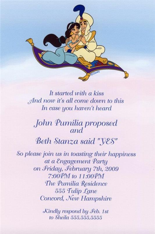 Izberite poroko Disney vabilo romantično poroko Aladdin navdih vabilo