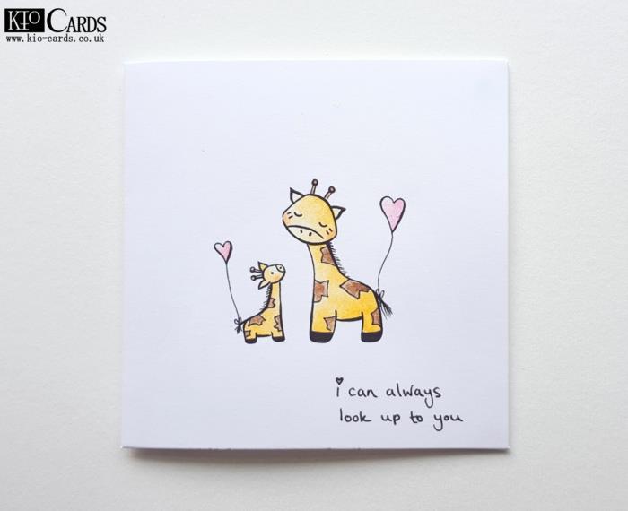 Žirafos vaikas ir mama piešia mamos dienai, mamos dienos įvaizdį paprasta nukopijuoti