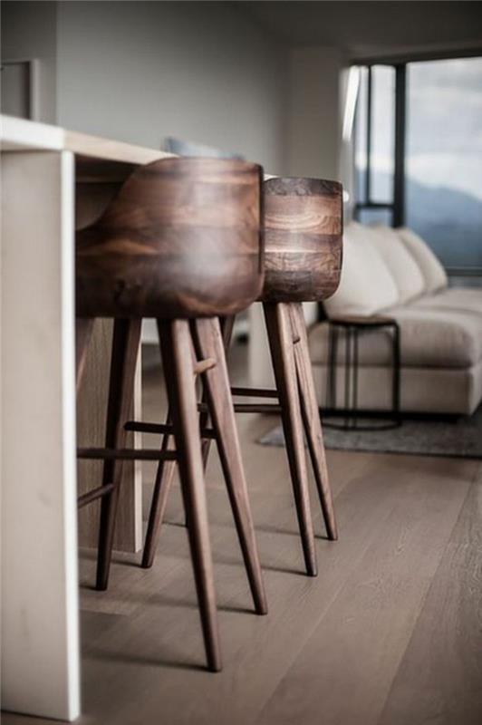 moderni-virtuvė-kėdė-medinė-aukšta kėdė