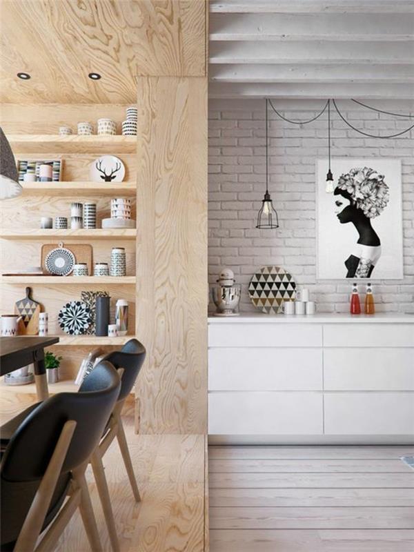 moderni-virtuvė-kėdė-skandinaviško stiliaus-metro-plytelių virtuvė