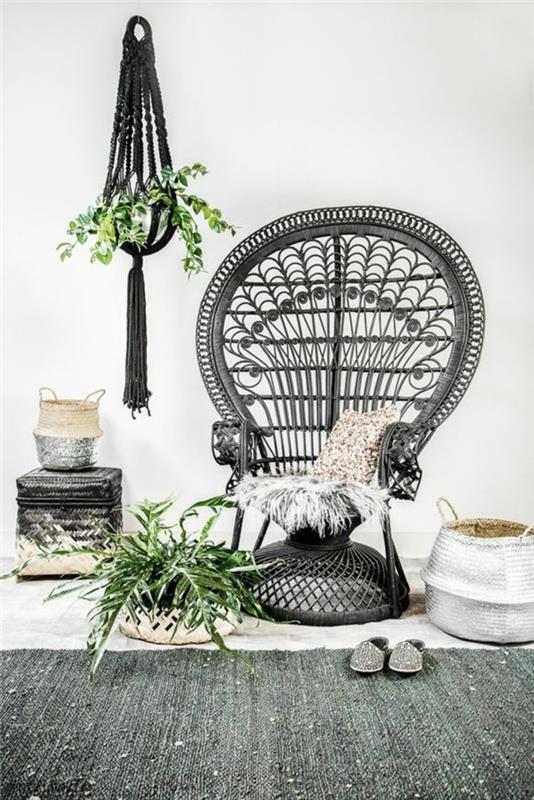 siv-ratanski stol-siva preproga-zunanje-vrtno-pohištvo-smola-vrtno pohištvo