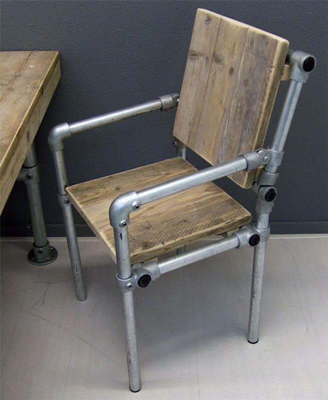 ahşap ve metalden ucuz endüstriyel tarz sandalye