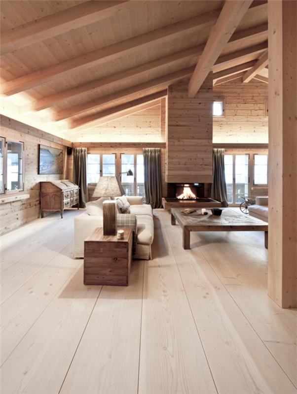 lesena brunarica-vseljiva-kmečka-dnevna soba-leseni-strop-pod pobočjem-leseni-parket
