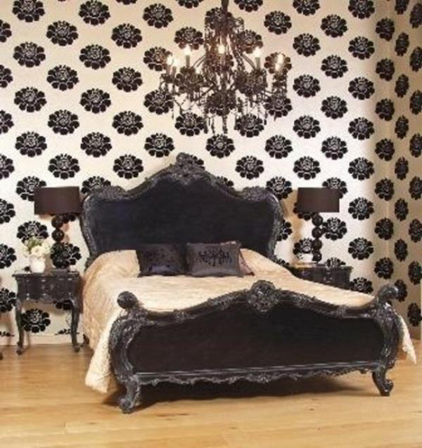 yetişkin-yatak odası-gotik-tarzı-çağdaş-beyaz-siyah