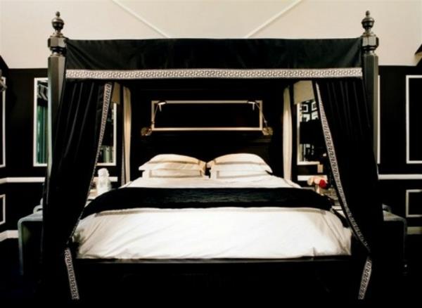 yetişkin-yatak odası-gotik tarzı-basit-siyah-beyaz