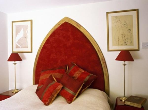 yetişkin-yatak odası-gotik tarzı-basit-kırmızı-altın