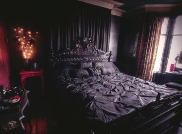 yetişkin-yatak odası-gotik tarzı-mor-kırmızı
