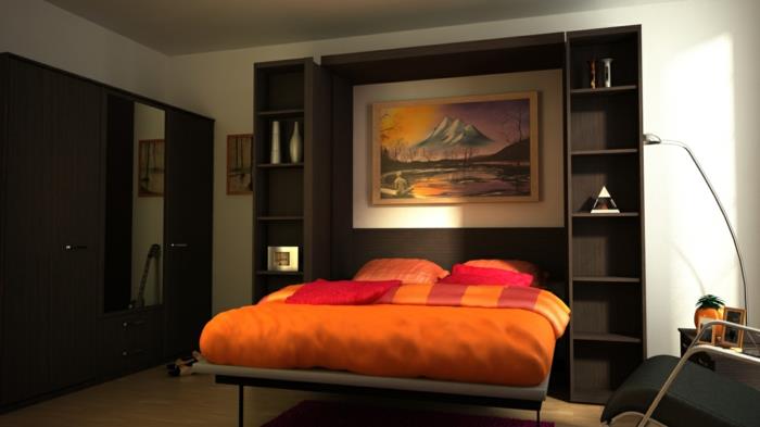 spalnica-postelja-griffin-soba-notranje oblikovanje-oranžna linija
