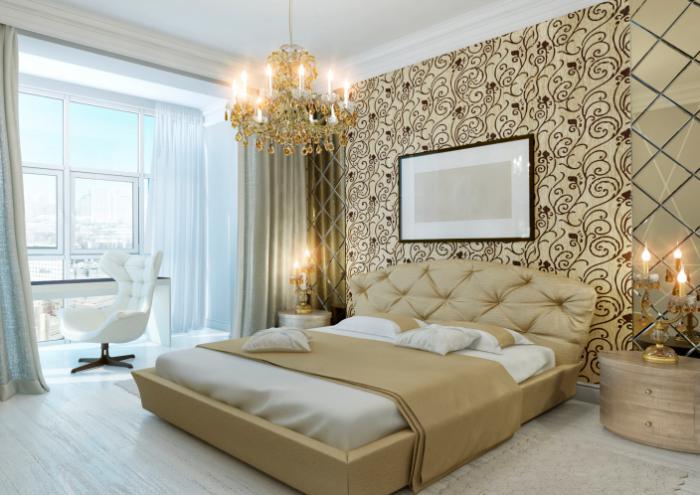moderna-spalnica-zlate barve