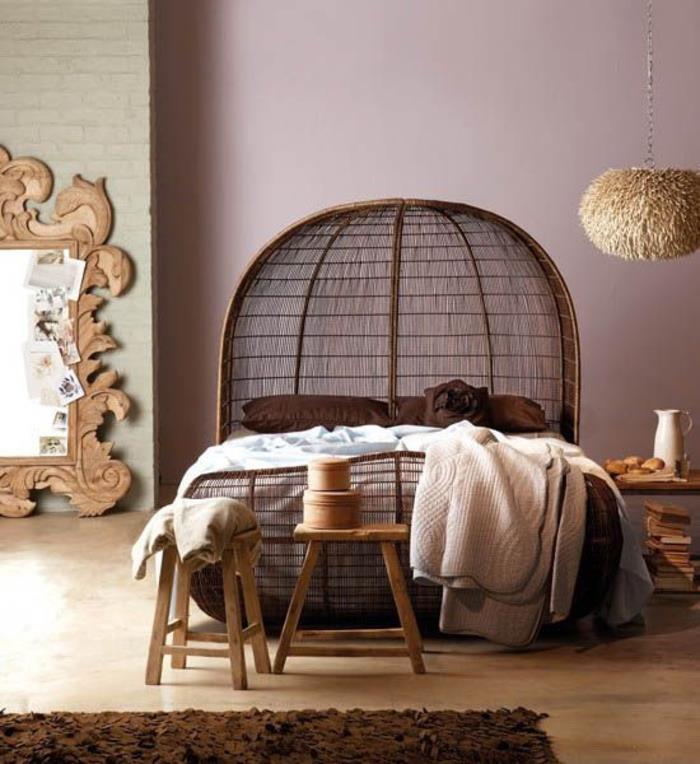 Afrika şık etnik tarzı yatak odası, orijinal başlıklı rattan yatak