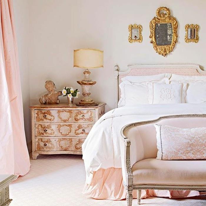 prabangus-retro stiliaus-miegamasis-blyškiai rožinės spalvos-kaip-įtraukti-spalvą-lašišą
