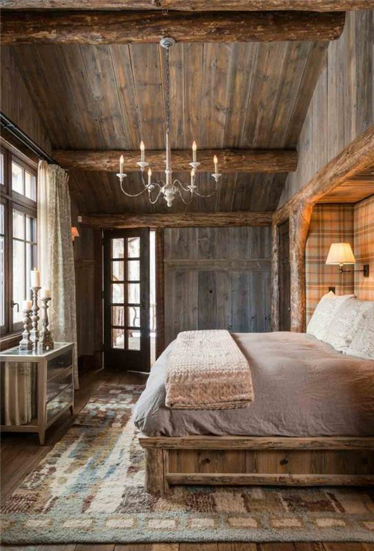 spalnica-iz-masivnega lesa-vintage-lestenec-moderno-pohištvo-iz-masivnega hrasta