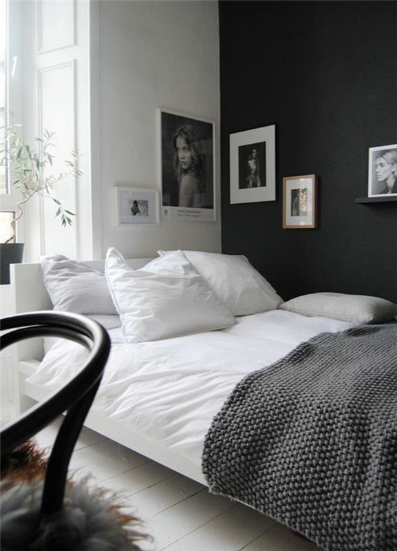 spalnica-stena-bela-in-črna-barva-soba-v-dvobarvni postelji