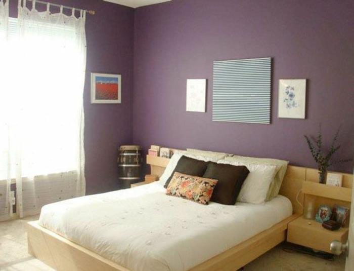 spalnica-vijolična-barvna-karta-postelja iz naravnega lesa-zakonska postelja-spalnica