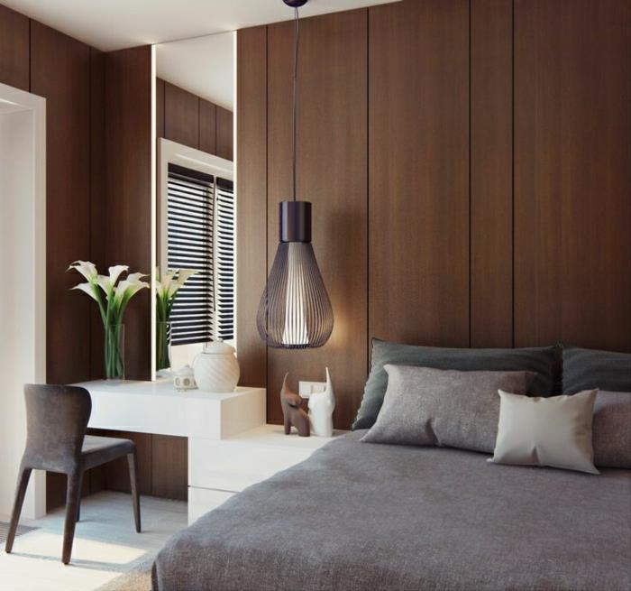 taupe-spalnica-taupe-siva-nočna miza-taupe-stenske rože-belo-pohištvo