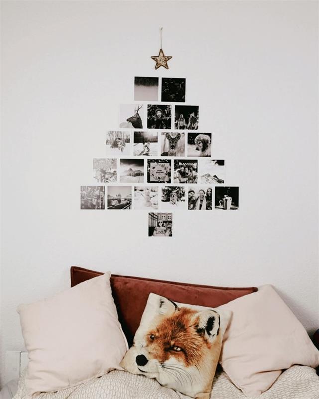 beyaz ve siyah fotoğraflarla genç yatak odası duvar dekorasyonu Kendiniz pastel yastık yapmak için Noel dekorasyonu