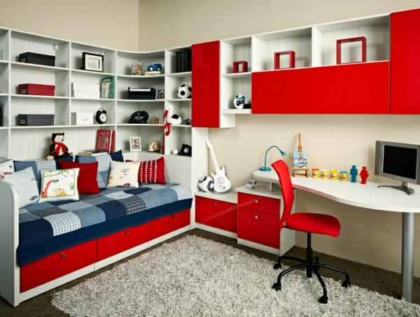 modernus-raudonas-paauglys-berniukas kambarys