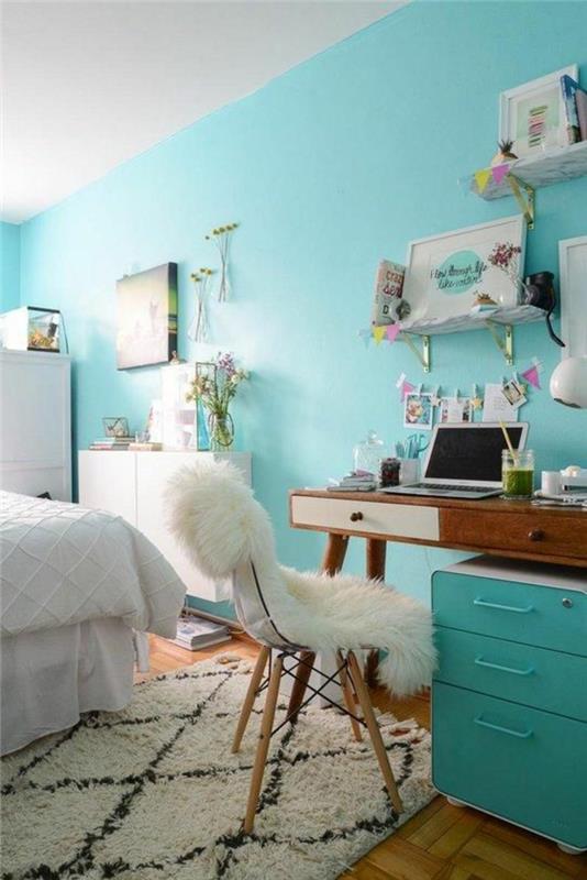 vintage-İskandinav-genç-yatak odası-su-nane yeşili-boya