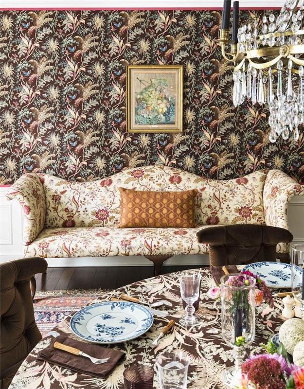 suaugusiųjų miegamasis 2021 m. klasikinio baroko stiliaus kanapė su pompastiškais margintais tapetais ir krištolo atspalviu